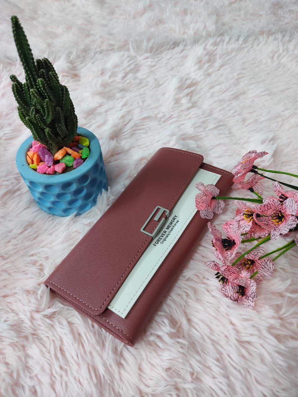 Ladies wallet mobile and card holder Rose Red  colour