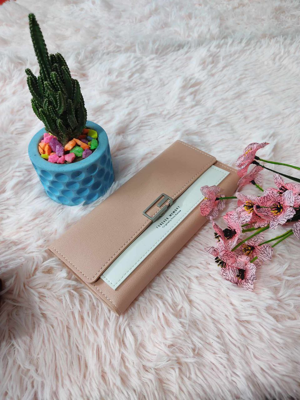 Ladies wallet mobile and card holder Gray colour