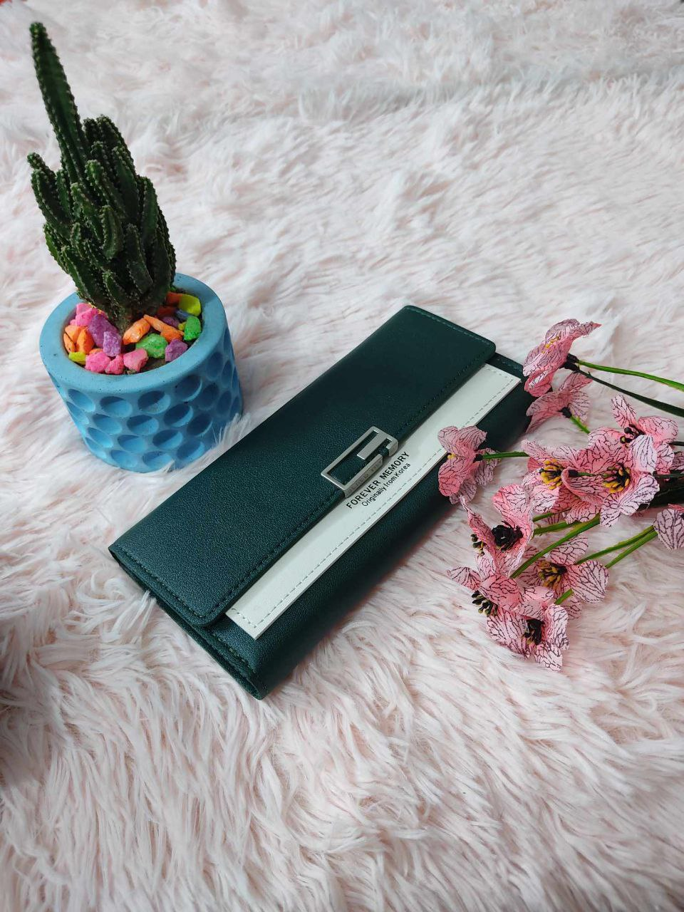 Ladies wallet mobile and card holder Deep Green colour