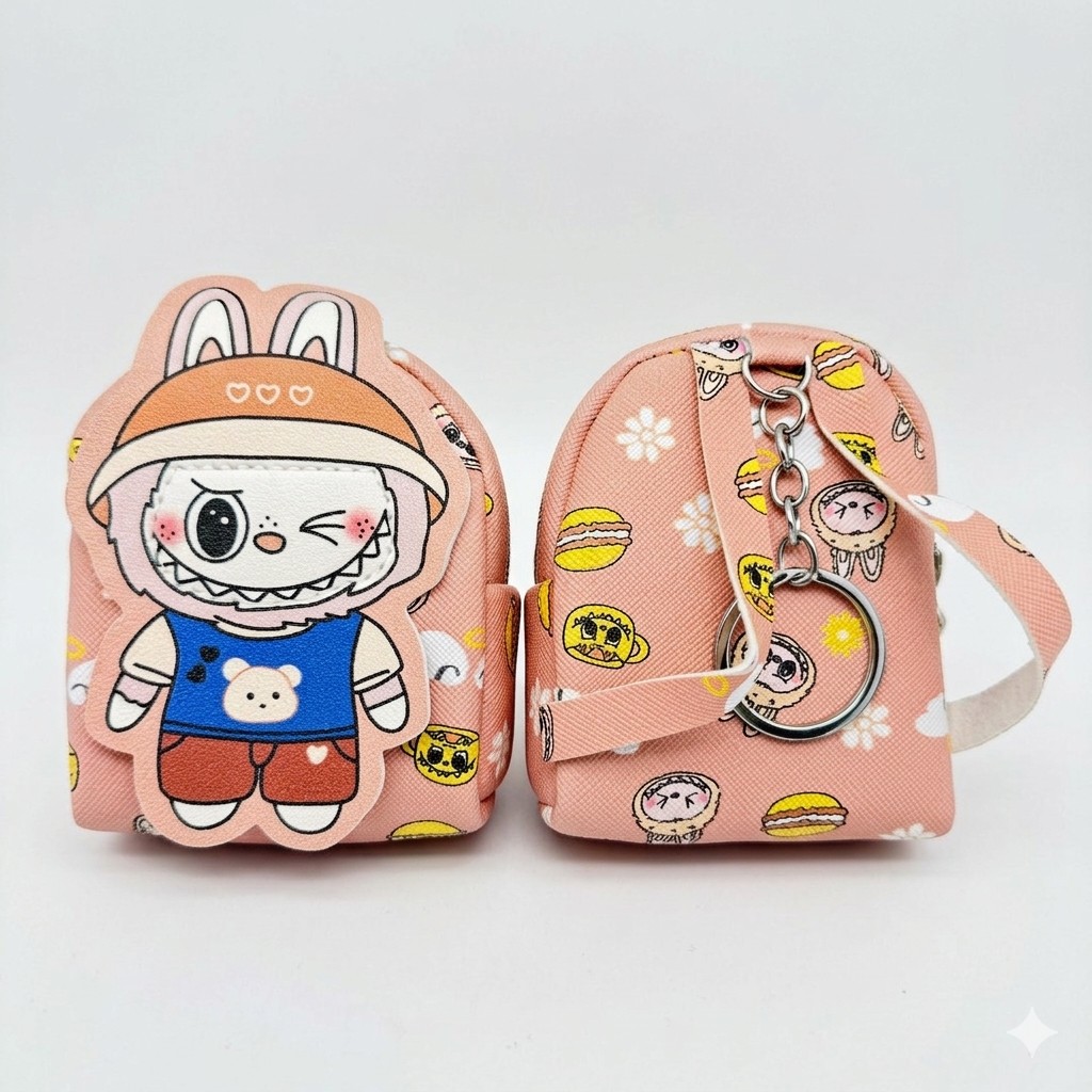 Labubu Bunny Mini Coin Purse Keychain Bag oreng color